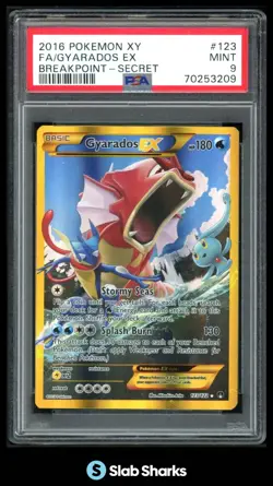 2016 POKEMON XY BREAKPOINT #123/122 GYARADOS EX FULL ART SECRET RARE PSA 9 - Image 1