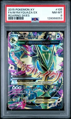 2015 POKEMON XY ROARING SKIES #105 FULL ART/M RAYQUAZA EX PSA 8 - Image 1