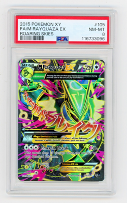 2015 Pokemon XY Roaring Skies M Rayquaza Ex #105 Full Art PSA 8 - Image 1