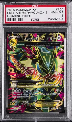 2015 POKEMON XY ROARING SKIES #105 FULL ART/M RAYQUAZA EX PSA 8 - Image 1