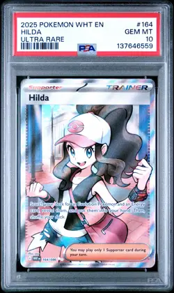 2025 POKEMON WHT EN-WHITE FLARE ULTRA RARE #164 HILDA PSA 10 - Image 1