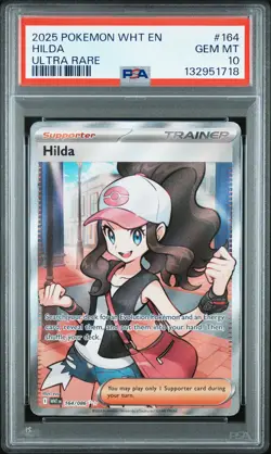2025 POKEMON WHT EN-WHITE FLARE ULTRA RARE #164 HILDA PSA 10 - Image 1
