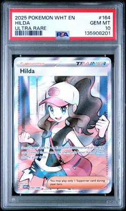 2025 POKEMON WHT EN-WHITE FLARE ULTRA RARE #164 HILDA PSA 10 - Image 1