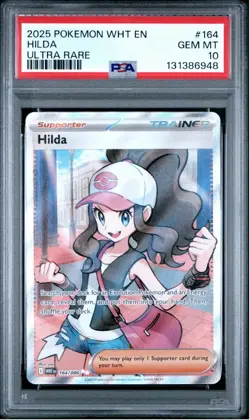 2025 POKEMON WHT EN-WHITE FLARE ULTRA RARE #164 HILDA PSA 10 - Image 1