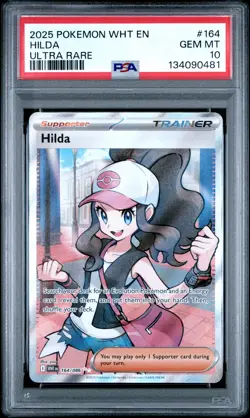2025 POKEMON WHT EN-WHITE FLARE ULTRA RARE #164 HILDA PSA 10 - Image 1