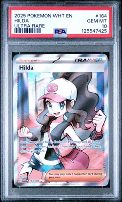 2025 POKEMON WHT EN-WHITE FLARE ULTRA RARE #164 HILDA PSA 10 - Image 1