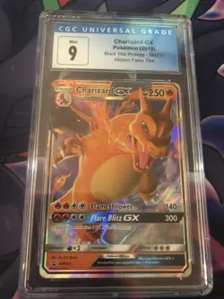 2019 Pokemon CHARIZARD GX HIDDEN FATES Tins BLACK STAR PROMO SM211 CGC Mint 9 - Image 1