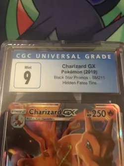 2019 Pokemon CHARIZARD GX HIDDEN FATES Tins BLACK STAR PROMO SM211 CGC Mint 9 - Image 2