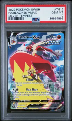 2022 POKEMON SWORD & SHIELD SILVER TEMPEST #TG15 FULL ART/BLAZIKEN VMAX PSA 10 - Image 1
