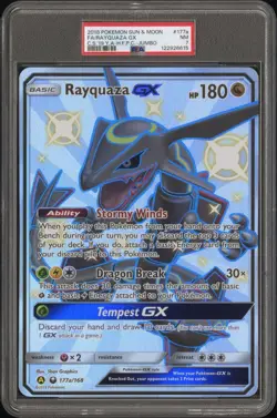 2018 Pokemon Sun & Moon Hidden Fates #177a Shiny Rayquaza GX Jumbo - PSA 7 NM - Image 1