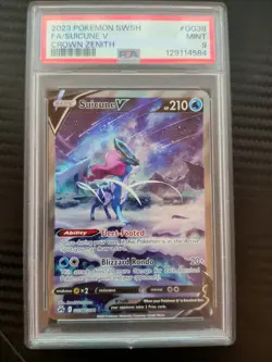 2016 Pokemon Sword & Shield SWSH Full Art Suicune V Crown Zenith #GG38 PSA 9 - Image 1