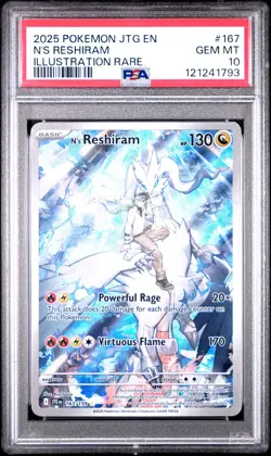 2025 POKEMON JTG EN-JOURNEY TOGETHER ILLUSTRATION RARE #167 N'S RESHIRAM PSA 10 - Image 1
