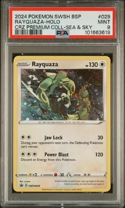2020 POKEMON SWSH BLACK STAR PROMO TRIPLE BLISTERS PACK #029 RAYQUAZA-HOLO PSA 9 - Image 1