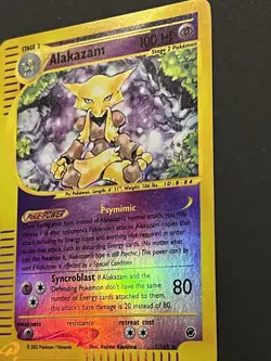 Pokemon Alakazam 1/165 Reverse Holo Rare Expedition Base Set DMG See Pics - Image 2