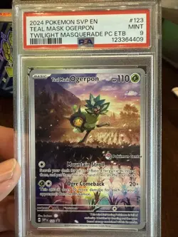 2024 POKEMON TWM POKEMON CENTER ETB PROMO SVP #123 TEAL MASK OGERPON PSA 9 - Image 1