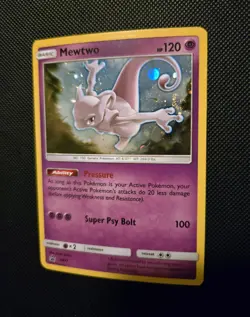 2017 Pokemon Mewtwo SM77 Shining Legends Pin Promo Cosmos Holo w/SWIRL - NM - Image 4