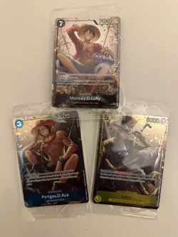 One Piece TCG TS-02 Tin Promo Bundle P-073 P-074 P-075 Luffy Sabo Ace SEALED - Image 1