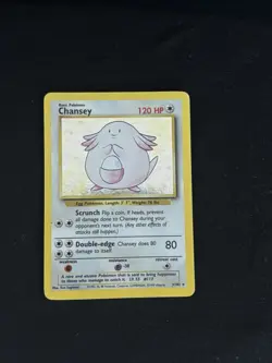 Pokemon TCG Chansey Base Set Holo Unlimited Rare Card 3/102 Vintage WOTC - Image 1