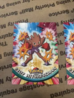 Topps Pokemon Hitmonchan #107 1999 TV Animation Edition Non Holo Blue Logo - Image 2