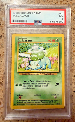1999 Pokemon Bulbasaur 44/102 PSA 7 NM - Image 1