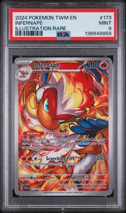 2024 POKEMON TWM EN-TWILIGHT MASQUERADE ILLUSTRATION RARE #173 INFERNAPE PSA 9 - Image 1