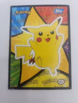 Pikachu Sticker Card - Topps Pokemon The First Movie Blue Label First Printing - Image 1
