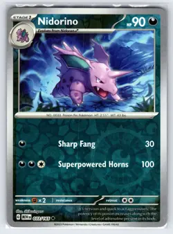Nidorino 033/165 2023 S&V Pokemon 151 Set Pokemon Card Reverse Holo - Nm - Image 1