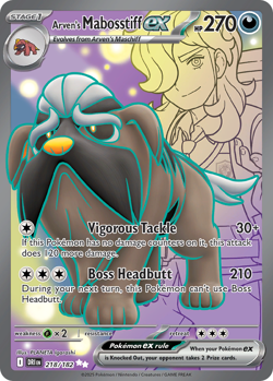Pokemon TCG Arven's Mabosstiff EX 218/182 Sv10: Destined Rivals Ultra Rare - Image 1
