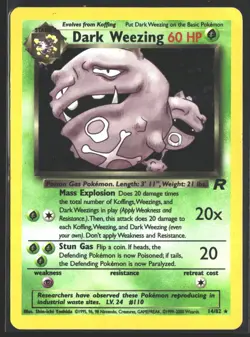 2000 Pokemon TCG Dark Weezing 14/82 Team Rocket Holo w Swirl Vintage Genuine - Image 1
