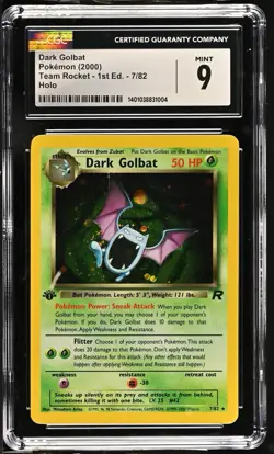 CGC 9 Mint 🌀SWIRL🌀~ 2000 Pokemon Dark Golbat Holo 1st Edition Team Rocket 7/82 - Image 1