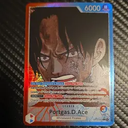 Bandai Portgas D. Ace OP13-002 One Piece Card Game Leader Special Foil - Image 1