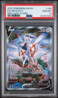 PSA 10 GEM MINT Arceus V Brilliant Stars Full Art Holo Pokemon 166/172 - Image 1