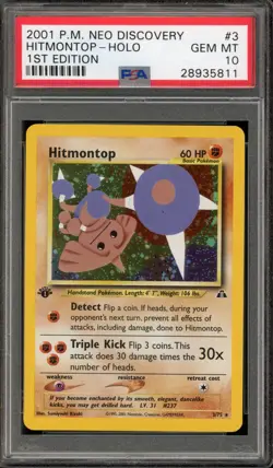 Pokemon Hitmontop Neo Discovery 1st Edition Holo Rare #3 PSA 10 Gem Mint - Image 1
