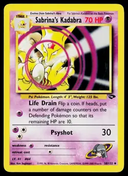 Sabrina’s Kadabra 58/132 | Gym Challenge | WOTC Pokemon Card | 2000 HP - Image 1