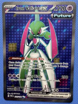 Iron Valiant ex 225/182 SV04: Paradox Rift Ultra Rare Holo Pokemon Card - Image 1