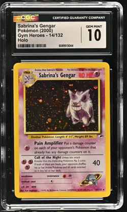 CGC 10 GEM MINT Sabrina's Gengar 2000 Gym Heroes 14/132 Holo Pokemon Card - Image 1