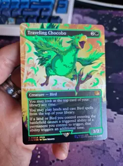1x Traveling Chocobo ~~ Borderless - Neon Ink Green - Foil NM-Mint, English Fina - Image 1