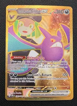 Team Rocket's Crobat ex 242/182 Destined Rivals Hyper Rare NM Pokemon TCG - Image 1
