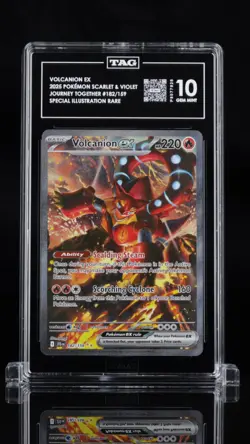 2025 Pokemon JTG EN Volcanion ex 182/159 Special Illustration Rare TAG 10 - Image 1