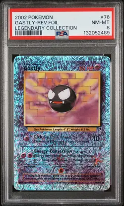 2002 POKEMON LEGENDARY COLLECTION #76 GASTLY-REVERSE FOIL PSA 8 - Image 1