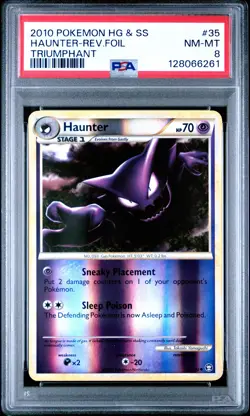 2010 POKEMON HEARTGOLD & SOULSILVER TRIUMPHANT #35 HAUNTER-REVERSE FOIL PSA 8 - Image 1