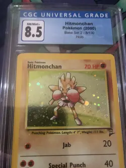 2000 Pokemon Base Set 2 Hitmonchan Holofoil Holo CGC Mint 8.5 - Image 2