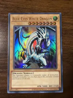 Yu-Gi-Oh Blue-Eyes White Dragon LOB-EN001 Unlimited Ultra Rare Card - Image 1