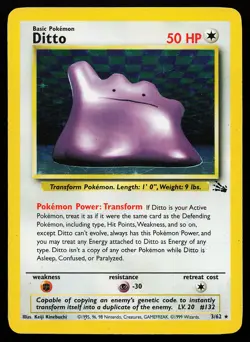 Ditto 3/62 Holo Rare Fossil Pokemon Card - Image 1
