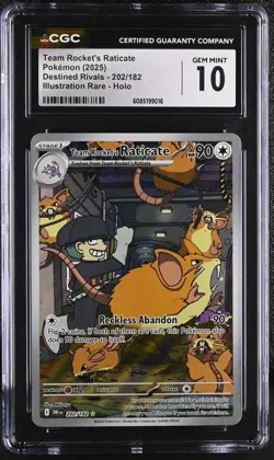 CGC GEM MINT 10 POKEMON TEAM ROCKET’S RATICATE 202/182 ILLUSTRATION RARE CARD - Image 1