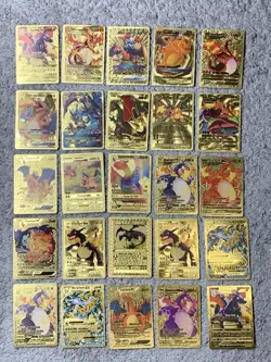 Set of 50 Charizard V, VMax, GX, EX & More Gold Foil Fan Art Card MP-LP - Image 1