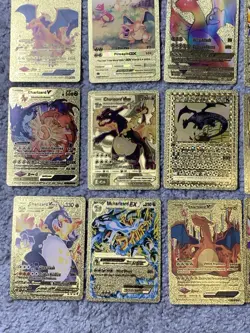 Set of 50 Charizard V, VMax, GX, EX & More Gold Foil Fan Art Card MP-LP - Image 4