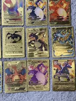 Set of 50 Charizard V, VMax, GX, EX & More Gold Foil Fan Art Card MP-LP - Image 5