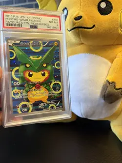 PSA 8 Poncho Wearing Pikachu Rayquaza P.W. BOX 2016 Pokemon XY PROMO #230 - Image 4