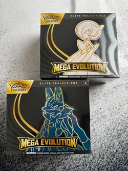 Pokemon TCG MEGA EVOLUTION Lucario Gardevoir ETB Elite Trainer Box In Hand - Image 3